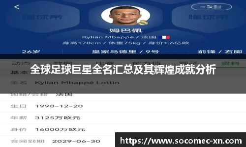 全球足球巨星全名汇总及其辉煌成就分析